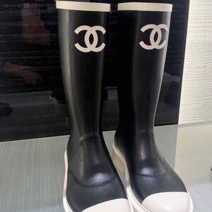 Chanel rain boots